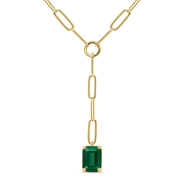 Green Emerald Paperclip Chain Necklace